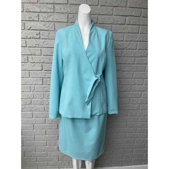 Chadwick’s Women Business / Career Wrap Long Sleeve Jacket Skirt Suit Size 8 - Picture 1 of 11